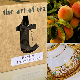 Premium French Earl grey box, cup and peaches