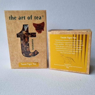 Tassie tiger teas 50g and 100g boxes