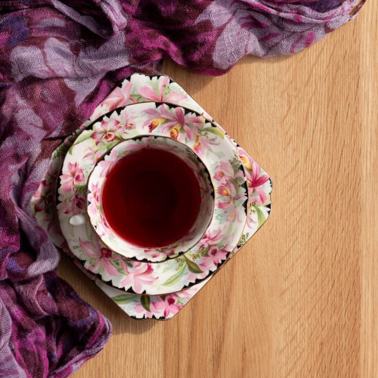 Berries of the forest tea with teacup