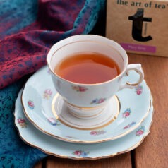 mary grey tea cup and box of tea