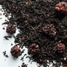 Blackberry black tea leaves with fruit and loose tea leaves