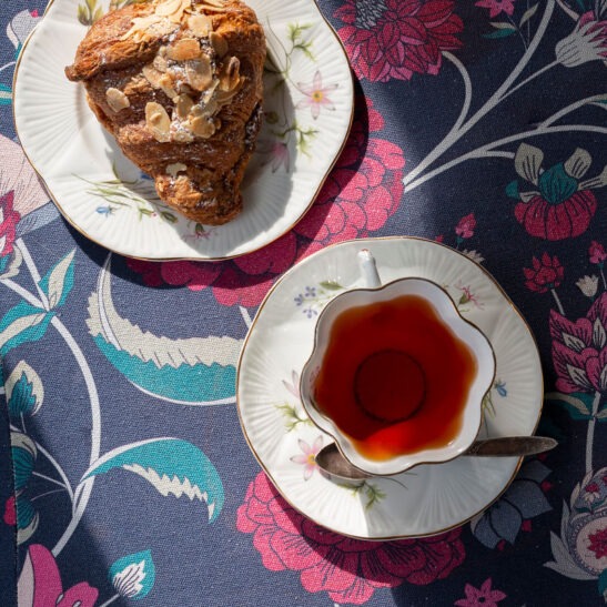 French Earl Grey Tea with pastry and cup